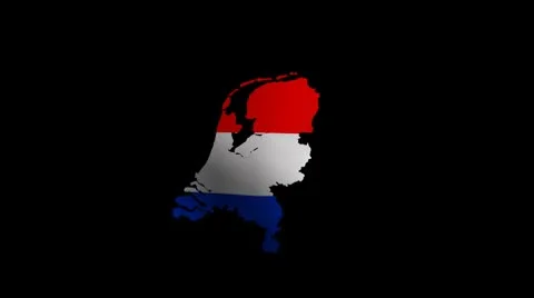 Netherlands  map flag with alpha channel Stock Footage 8945116