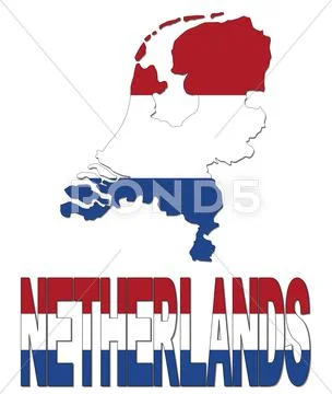 Netherlands map flag and text illustration Stock Illustration