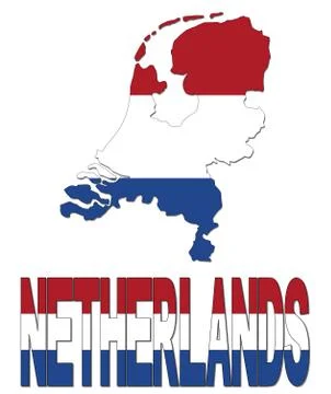 Netherlands map flag and text illustration Stock Illustration