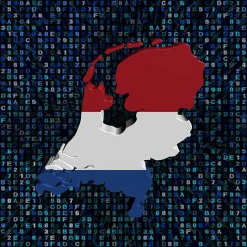 Netherlands map flag on hex code illustration Illustrazione stock