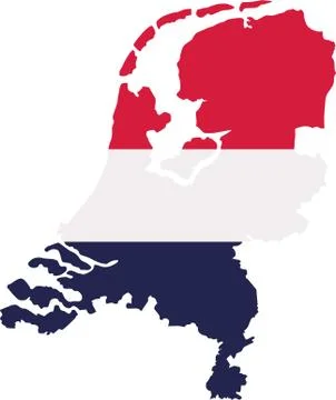 Netherlands map with flag Stock Illustration