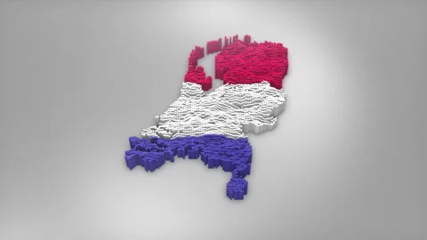 Netherlands Map with Flag Intro Background Stock Footage 315161066