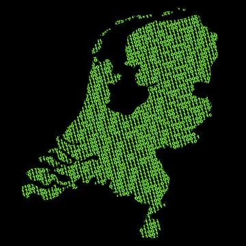 Netherlands map with green binary code illustration イラスト素材