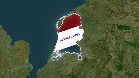 Netherlands Map Highlight with Animated Flag Video stock 341402833