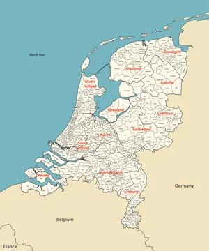 Netherlands map with neighbouring countries. Vector illustration Stock Illustration