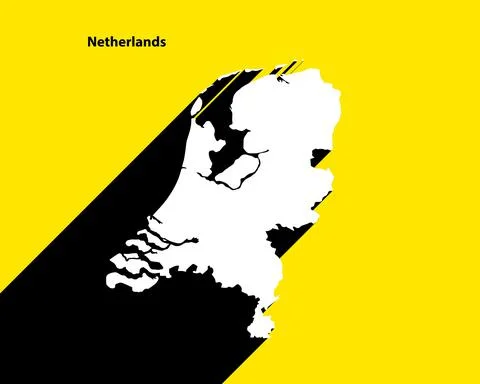 Netherlands Map on retro poster with long shadow Stock Illustration