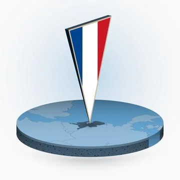 Netherlands map in round isometric style with triangular 3D flag of Netherlan Stock Illustration