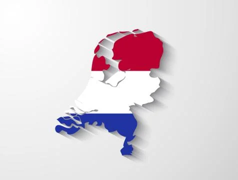 Netherlands map with shadow effect Stock Illustration