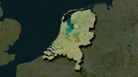 Netherlands map - solid. Shadow. Satellite. Stock Footage 149521416
