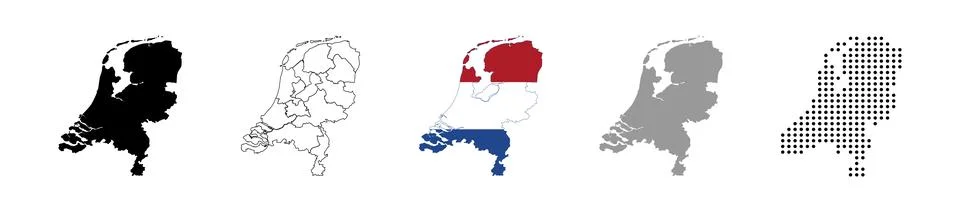 Netherlands map vector illustration. High detailed vector outline, silhouet.. Stockillustratie