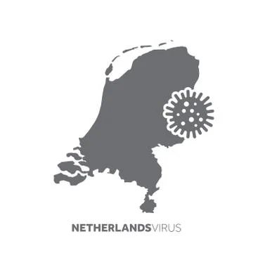 Netherlands map with a virus microbe. Illness and disease outbreak Stock Illustration