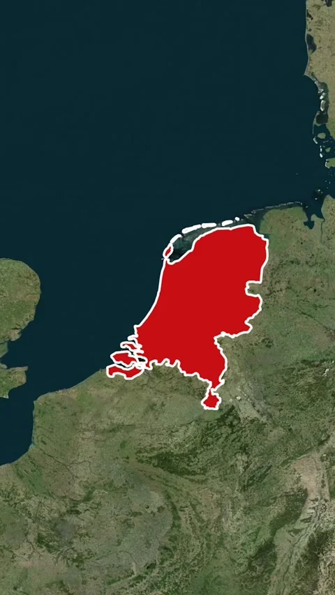 Netherlands National Border Vertical Map Topography Animation 4K 库存影片 329917918