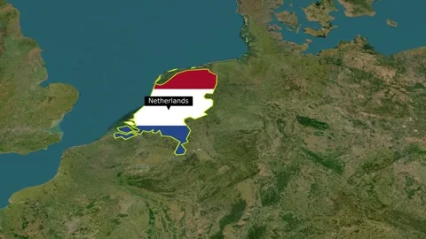 Netherlands  new map with flag Stock Footage 294085528