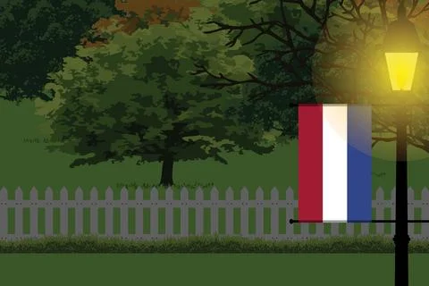 Netherlands Night Trees Lamp Vector Illustration Illustrazione stock