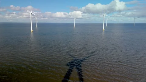 Netherlands Offshore Wind Turbines Commitment to Green Energy and Sustainable 動画素材 281053549