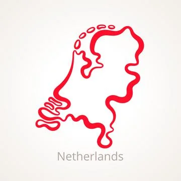 Netherlands - Outline Map Stock Illustration