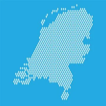 Netherlands population. Statistic map made from stick figure people Stock Illustration