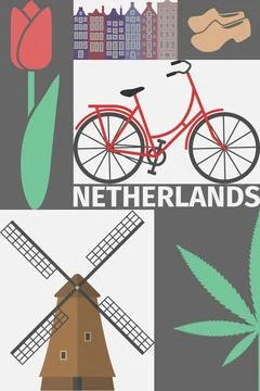 Netherlands poster. Flat icon. Vector template Stock Illustration