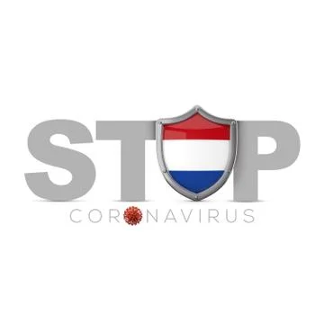 Netherlands protective shield. Stop coronavius concept. 3D Render Stock Illustration