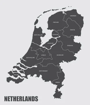 Netherlands provinces map Stock Illustration