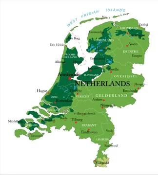 Netherlands relief map Stock Illustration