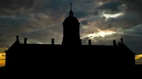 Netherlands Royal Palace sunset clouds Stock Footage 10720264