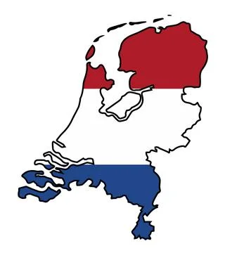 Netherlands Silhouette Flag Map Stock Illustration