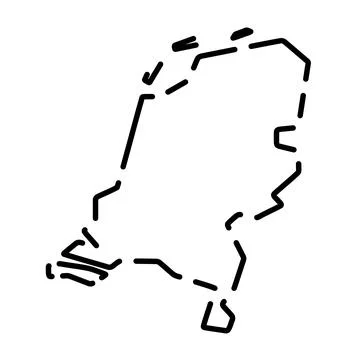 Netherlands simplified broken outline vector map Stock Illustration
