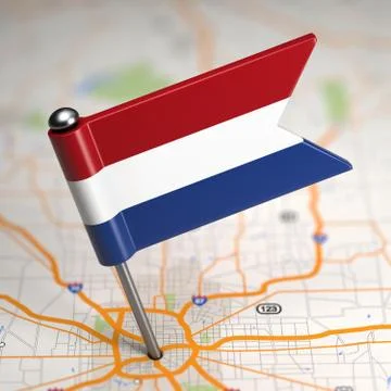 Netherlands Small Flag on a Map Background. Stock Illustration
