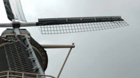Netherlands windmill closeup of blades Stock Footage 24830166