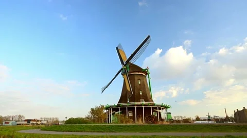 Netherlands windmill video 4k Stock Footage 141472668