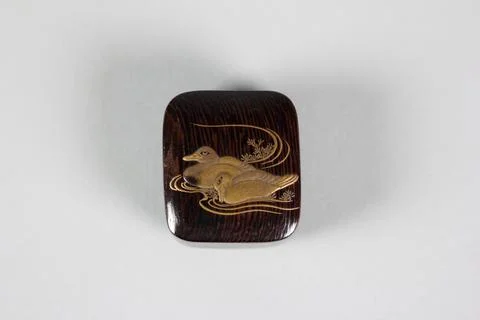 Netsuke of Two Ducks Swimming 19th century Japan. Netsuke of Two Ducks Swim.. Stock Photos