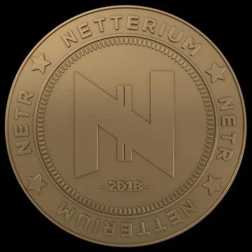 Netterium coin 3D render netr Stock Photos