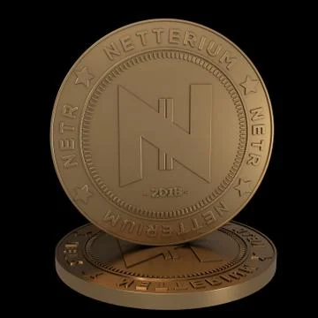 Netterium crypto coin smooth surface netr Stock Photos