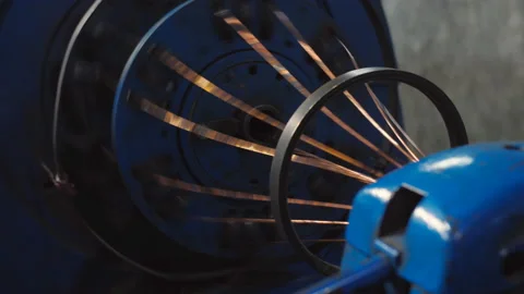 The netting of copper wire using special equipment at the factory for the Stock Footage 124530199