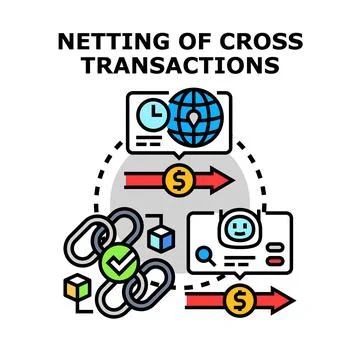 Netting cross transactions financial system processing payment Stock Illustration