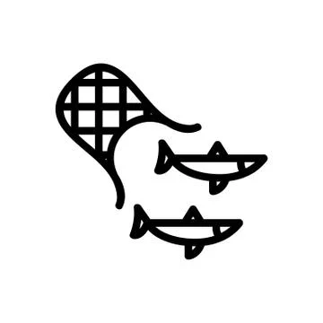 Netting herring fish icon vector outline illustration Illustrazione stock