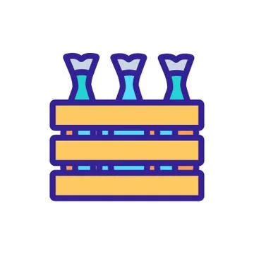Netting herring fish icon vector outline illustration Illustrazione stock