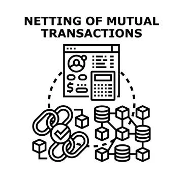 Netting of mutual transactions concept data processing Stock Illustration
