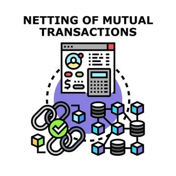 Netting of mutual transactions concept data processing Stock Illustration