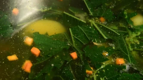 Nettle soup is being prepared Stock Footage 321342364