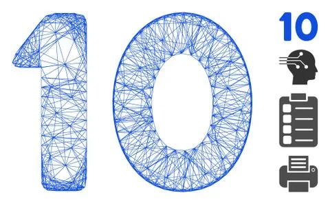 Network 10 Digits Text Vector Mesh Stock Illustration