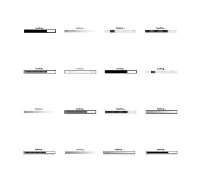 Network 16 pcs. download status bar, download progress on white background -  Illustrazione stock