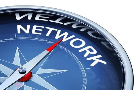 Network 3D rendering of a compass with a network icon Copyright: xZoonar.c... 库存照片