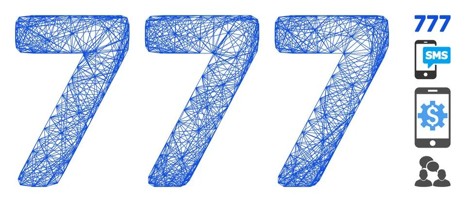 Network 777 Digits Text Vector Mesh Stockillustratie