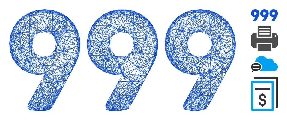 Network 999 Digits Text Vector Mesh Stockillustratie