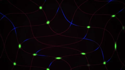 Network Abstract Background with Glowing Green Nodes and Colorful Lines for.. 動画素材 343742053