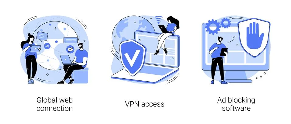 Network access abstract concept vector illustrations. Illustrazione stock
