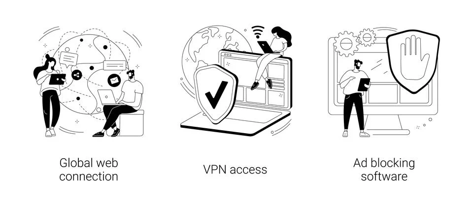 Network access abstract concept vector illustrations. Illustrazione stock