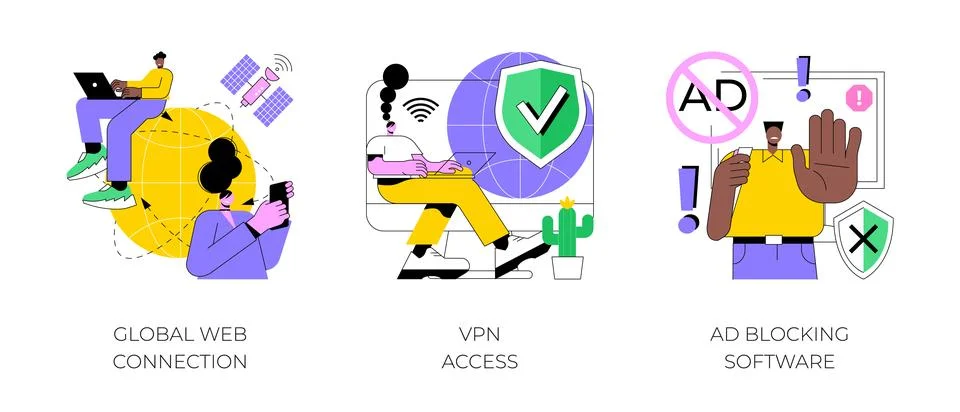 Network access abstract concept vector illustrations. Illustrazione stock